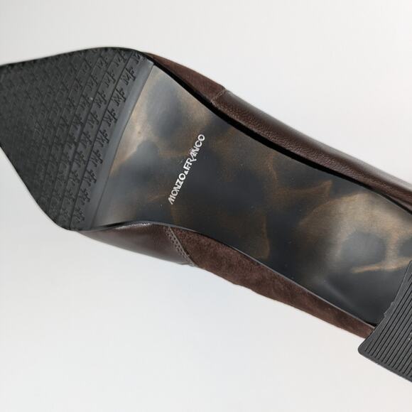 Monzo Franco Womens Sz 8.5W Boots Wide Oyster Leather Brown New NIB Heel Booties - Picture 8 of 11